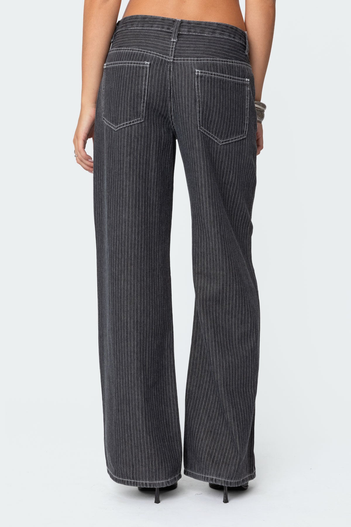 Pinstripe Low Rise Baggy Jeans - Image 4