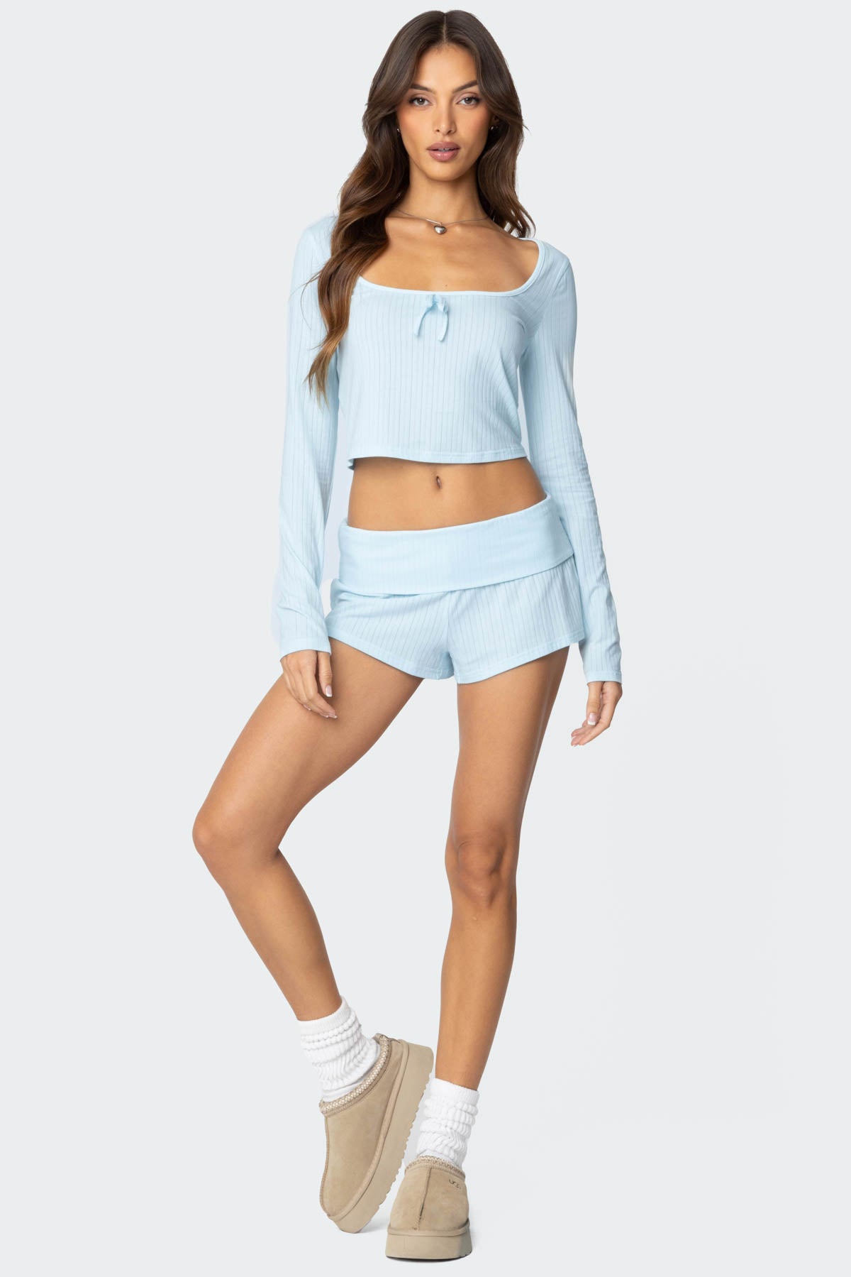 Lucilla Wide Neck Ribbed Top - Image 2