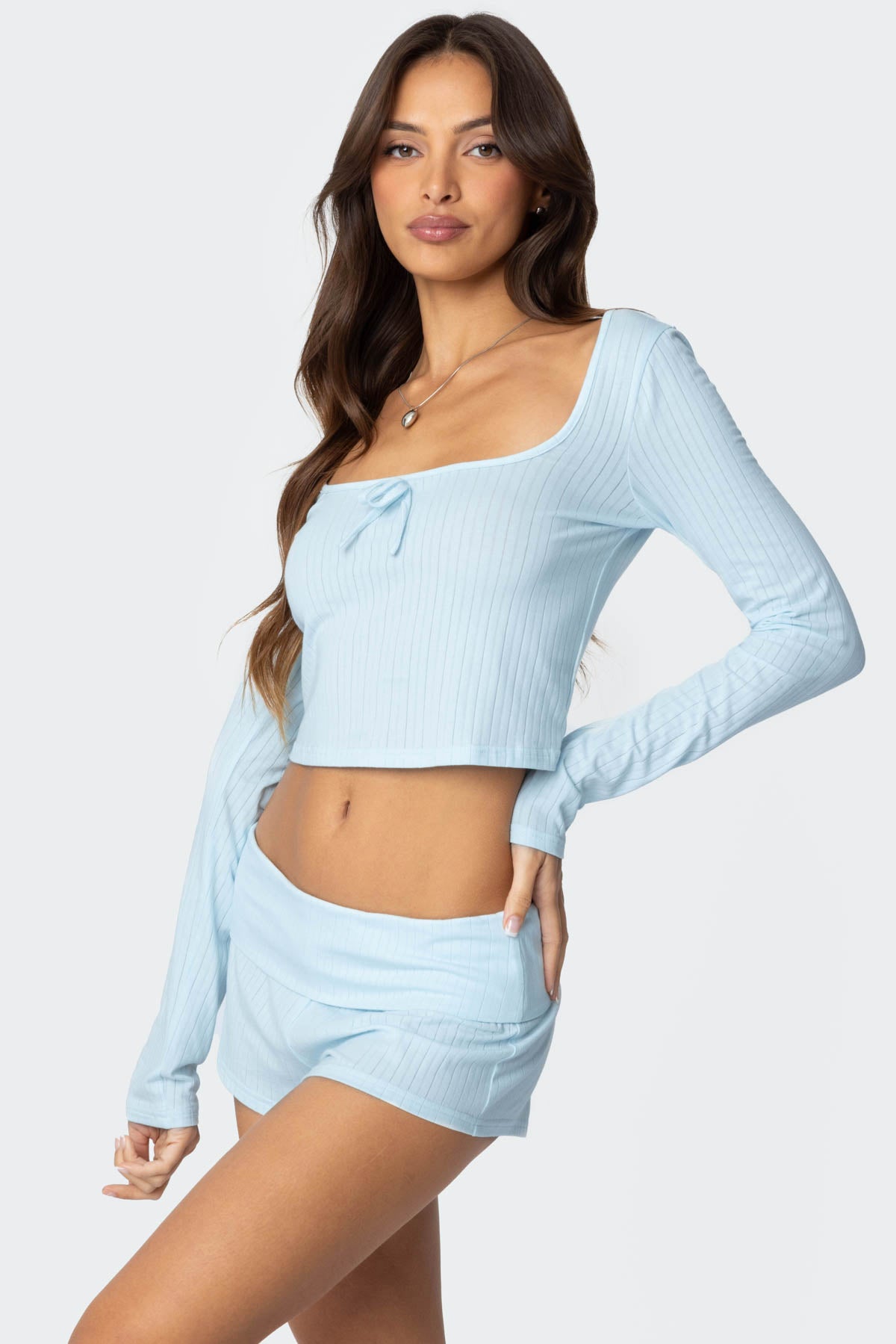 Lucilla Wide Neck Ribbed Top - Image 3