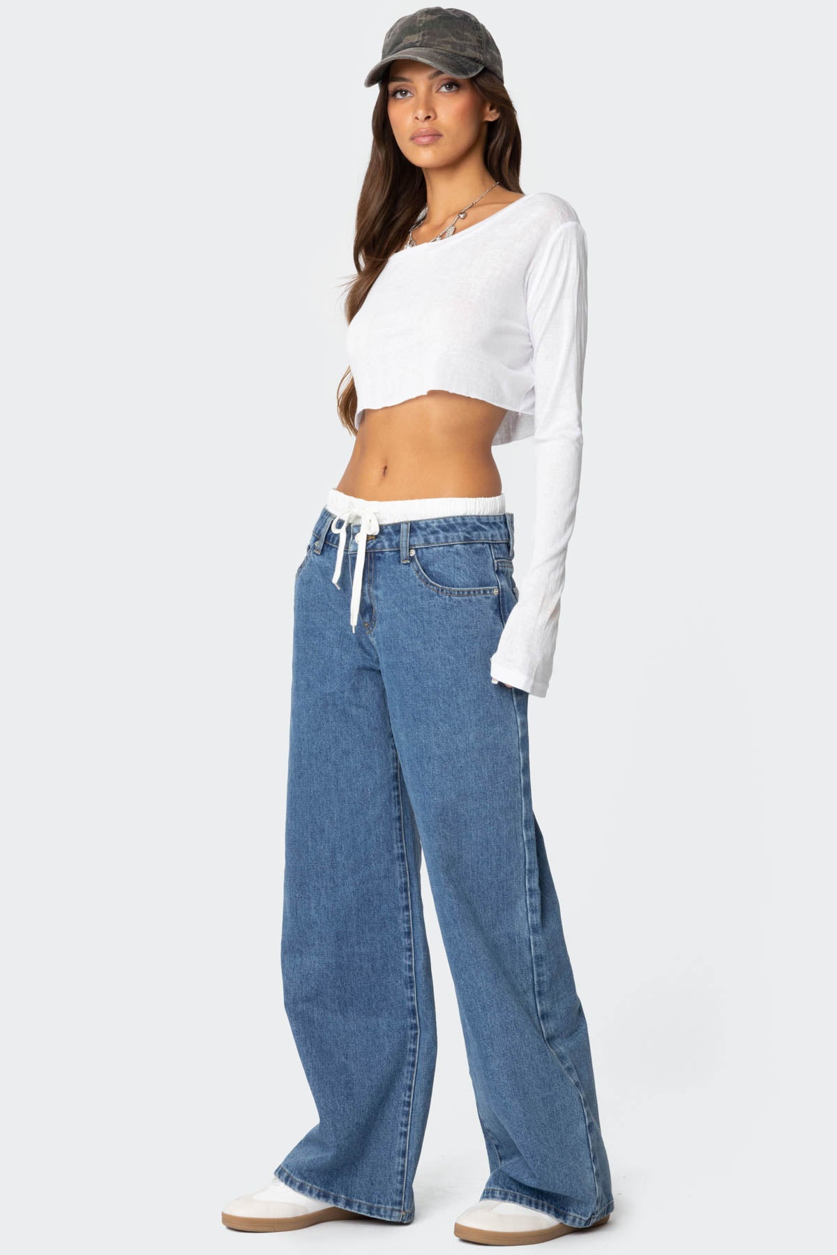Boxer Detail Low Rise Baggy Jeans - Image 4