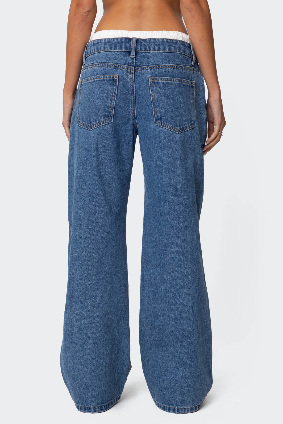 Boxer Detail Low Rise Baggy Jeans - Image 5