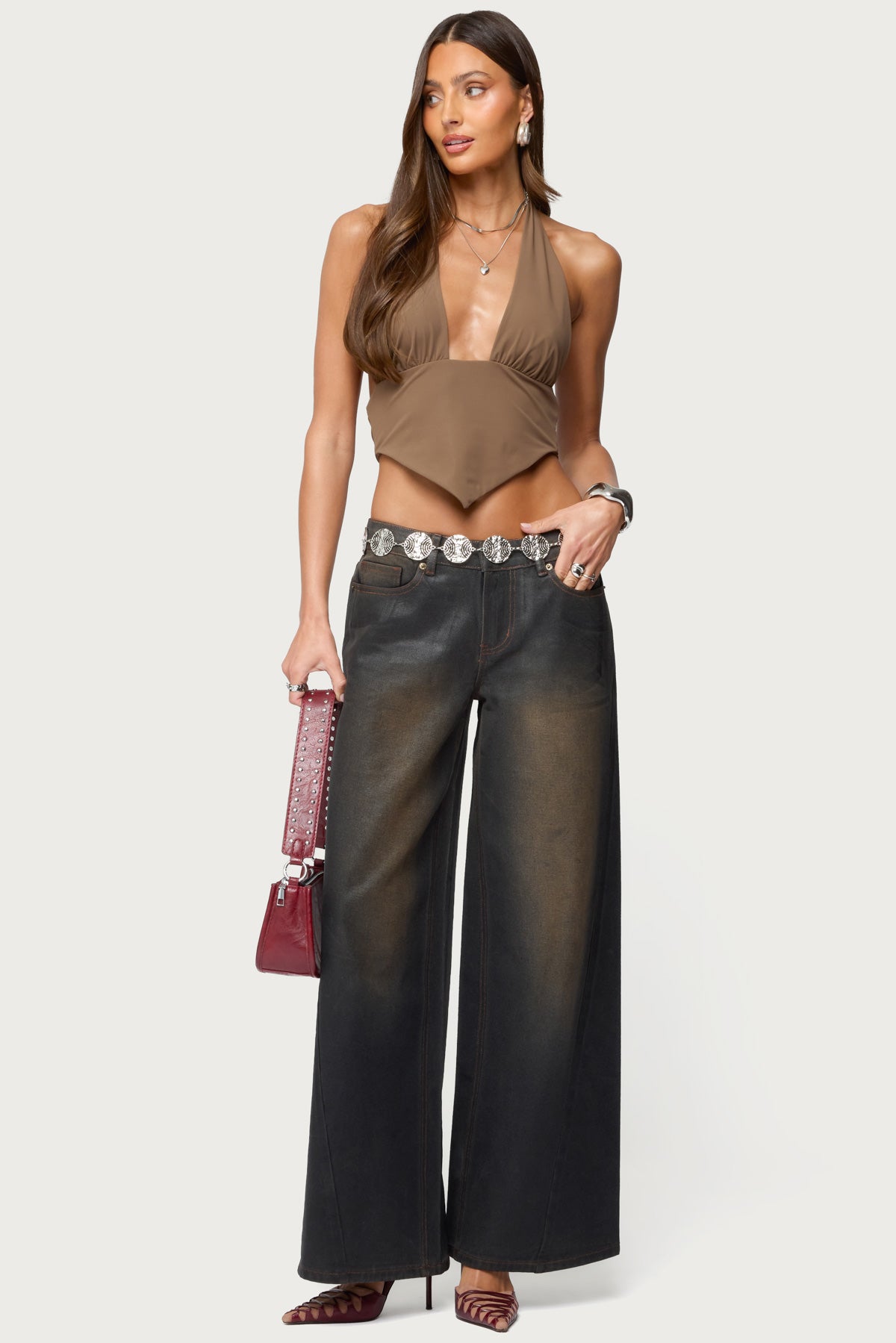 Open Back Triangle Halter Top - Image 3