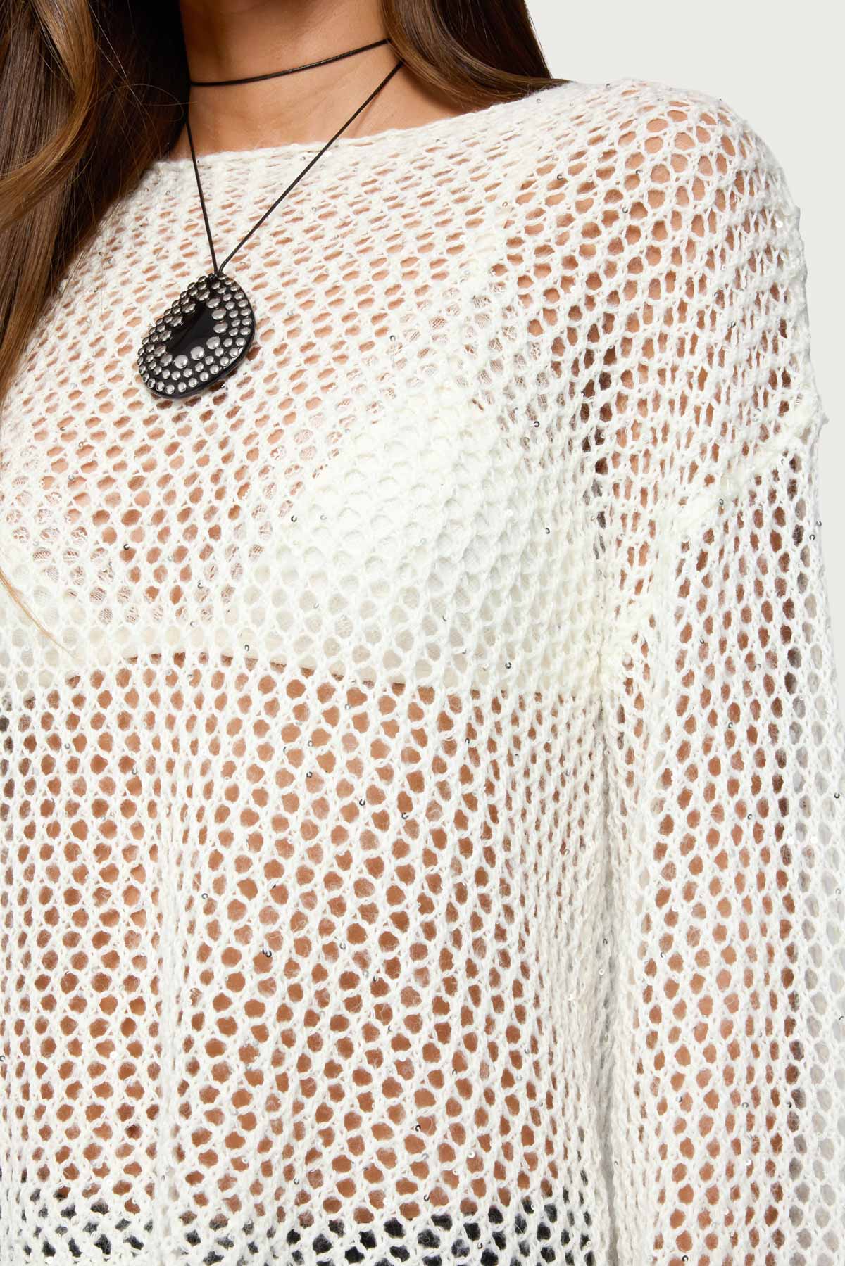 Charlise Open Knit Sequin Top - Image 4