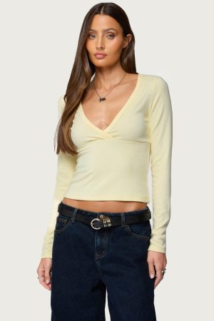 Doron V Neck Long Sleeve Top