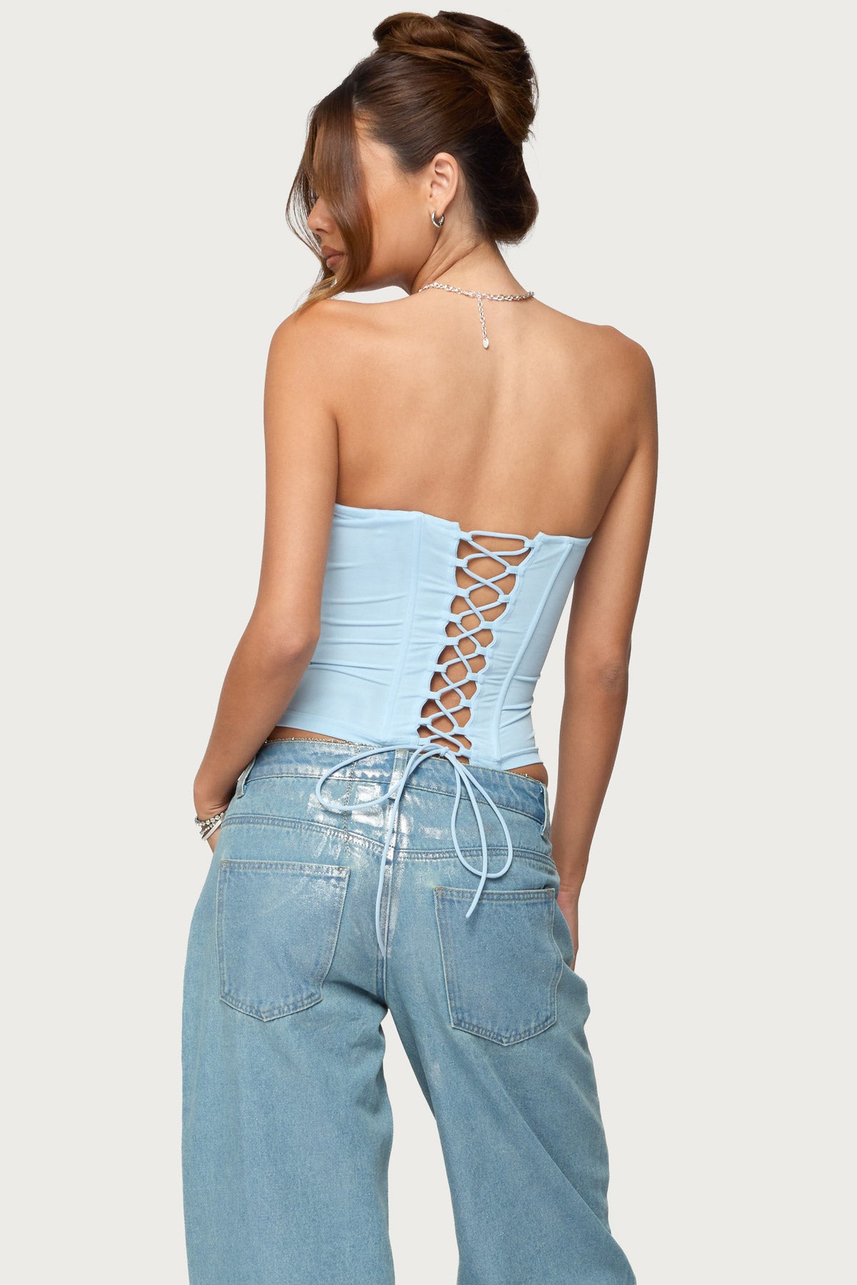 Lexah Faux Crystal Strapless Mesh Corset - Image 5