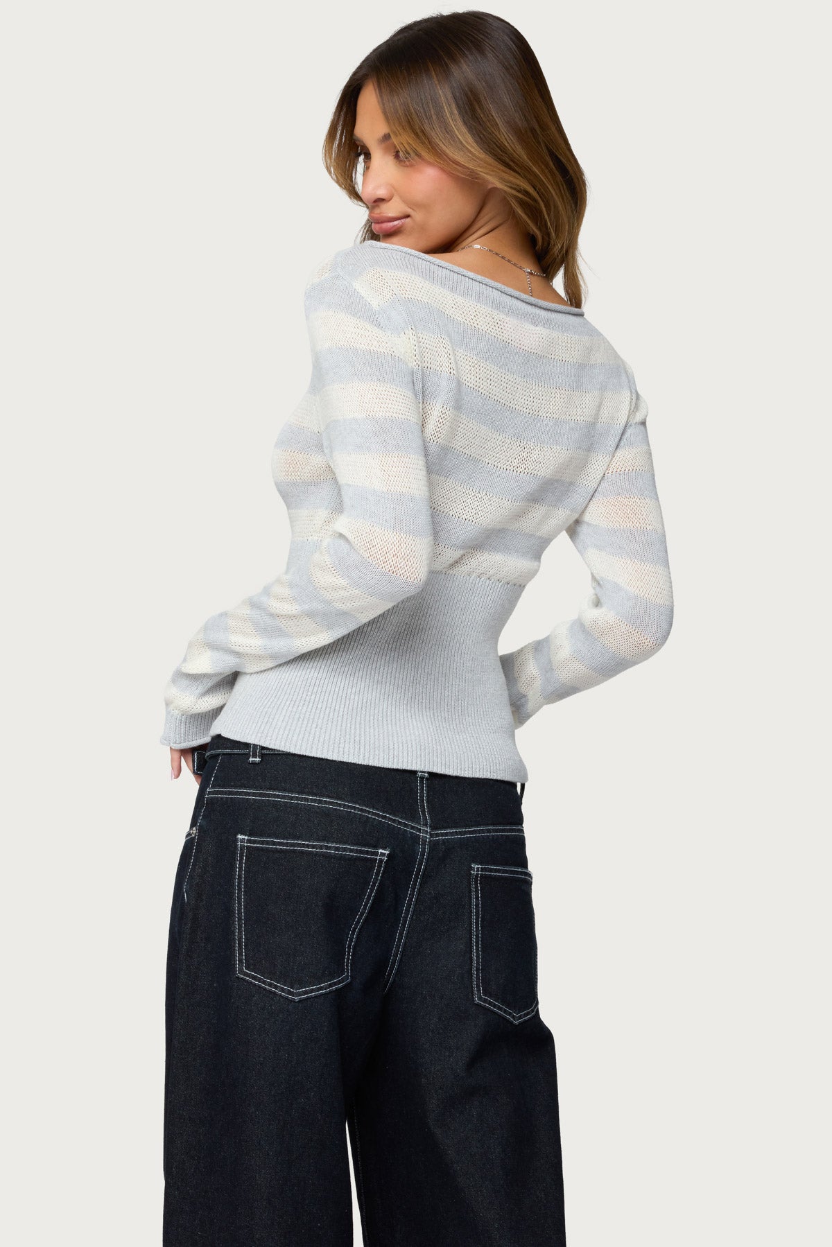 Cornella Boat Neck Striped Knit Top - Image 5