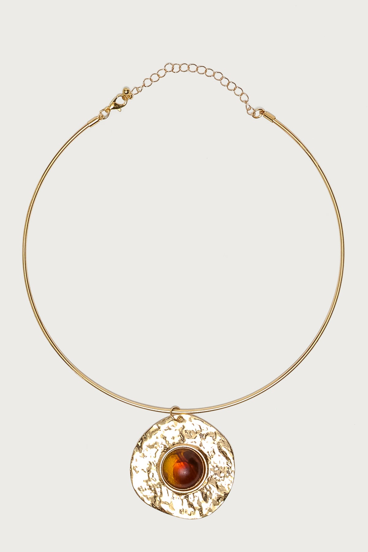 Textured Pendant & Stone Necklace - Image 2