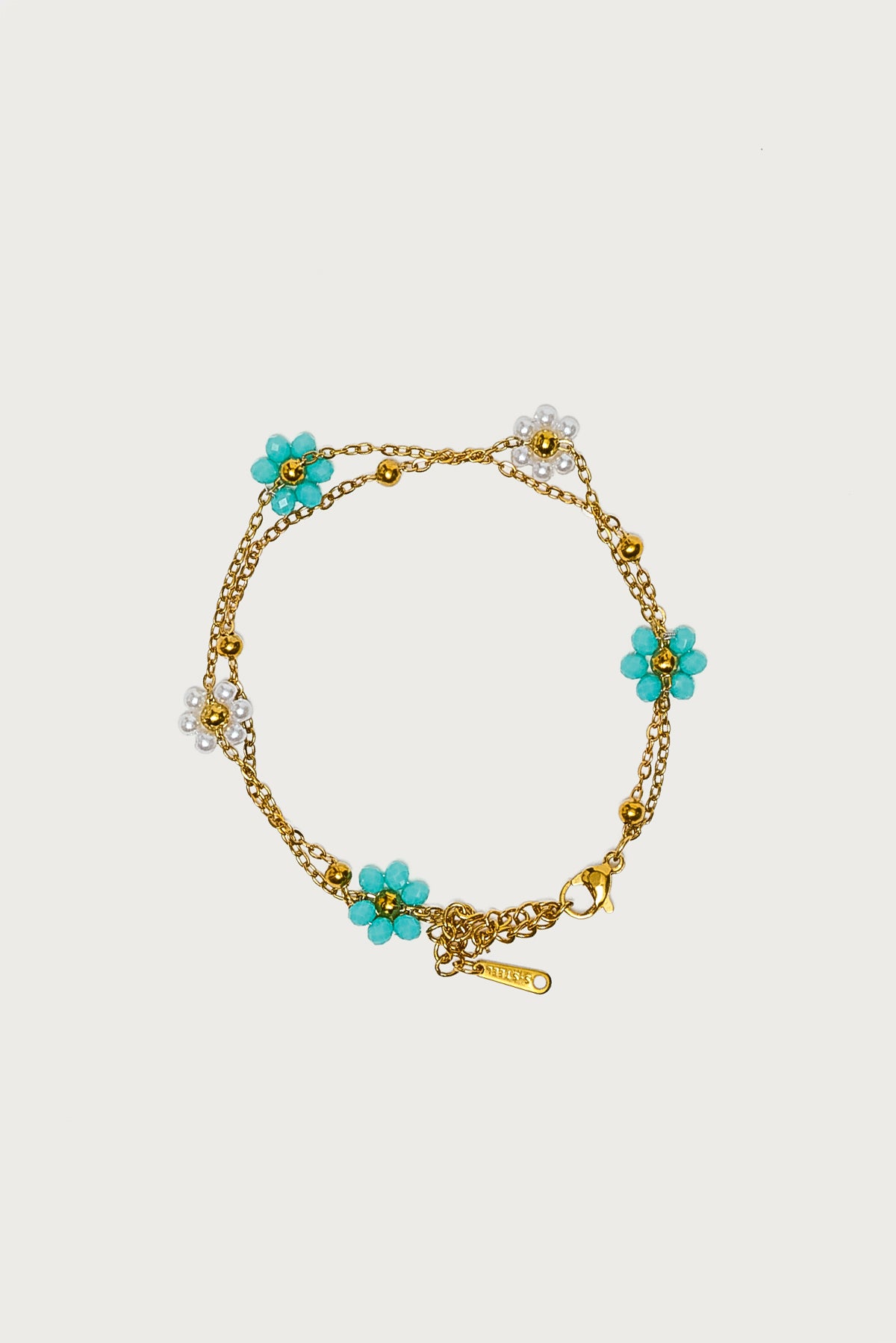 Flower Bead Double Chain Bracelet - Image 2
