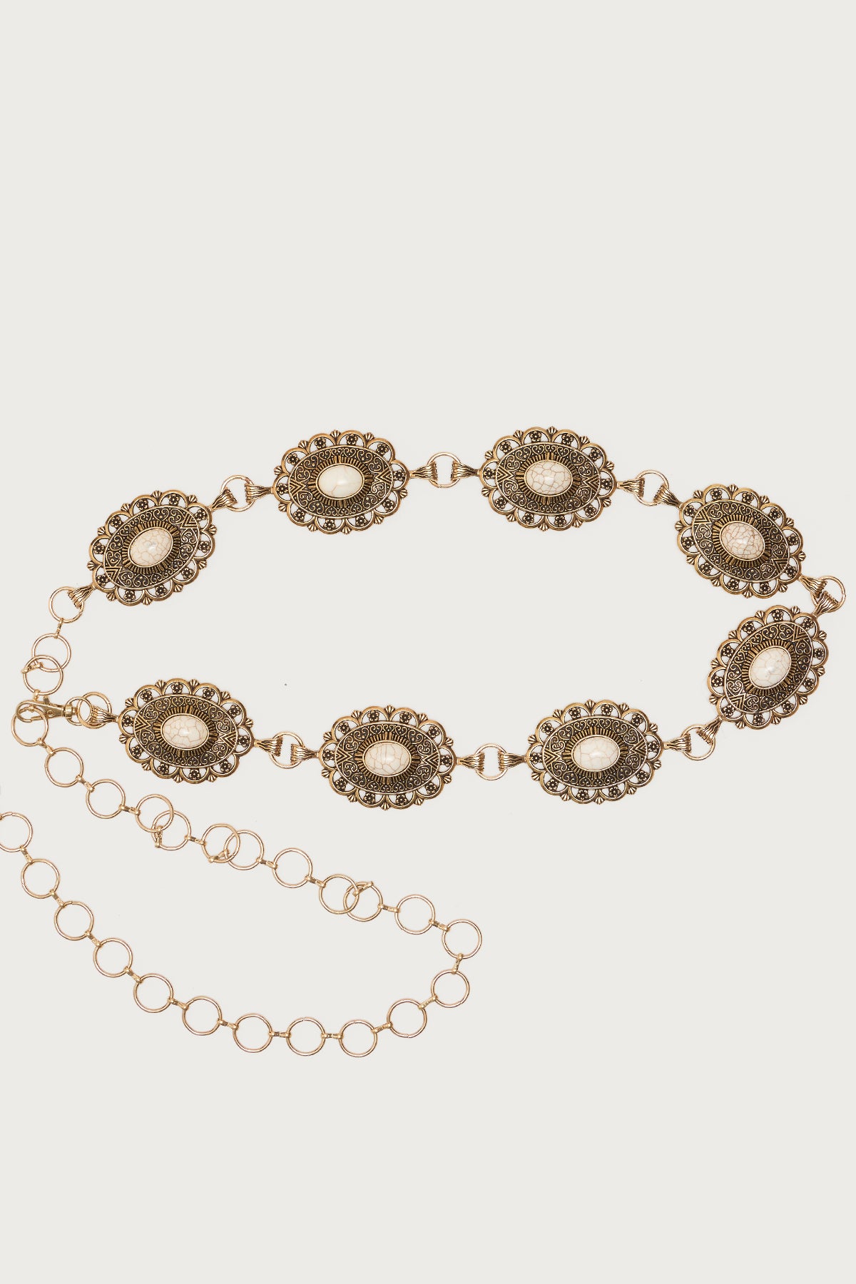 Stone Oval Pendant Chain Belt - Image 2