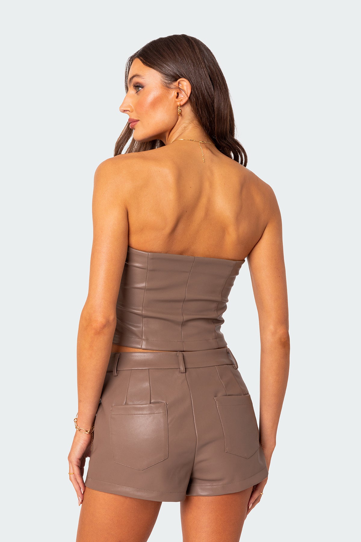 Martine Faux Leather Tube Top - Image 4