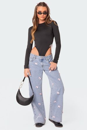 Lucille Bow Low Rise Baggy Jeans