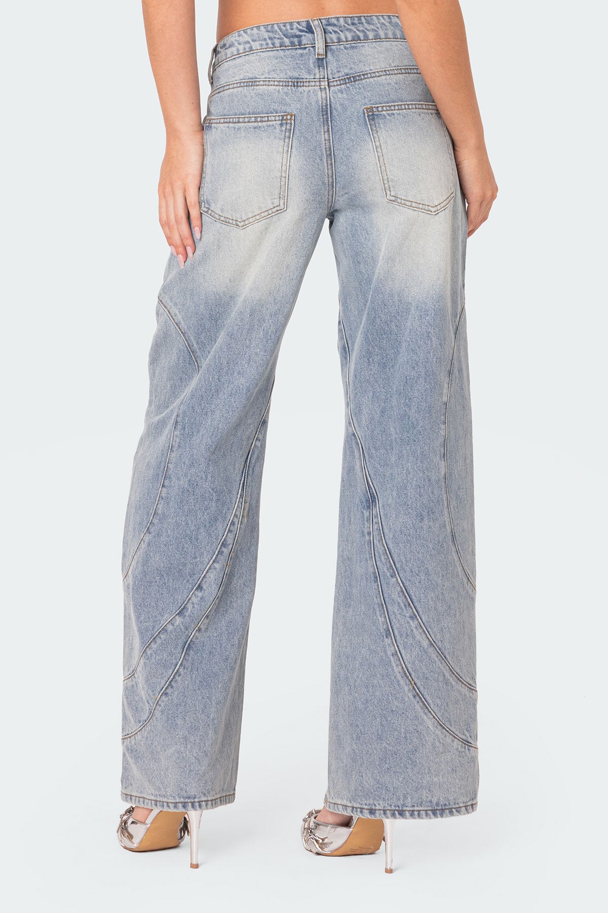 Oaklynn Stitch Detail Low Rise Baggy Jeans - Image 4