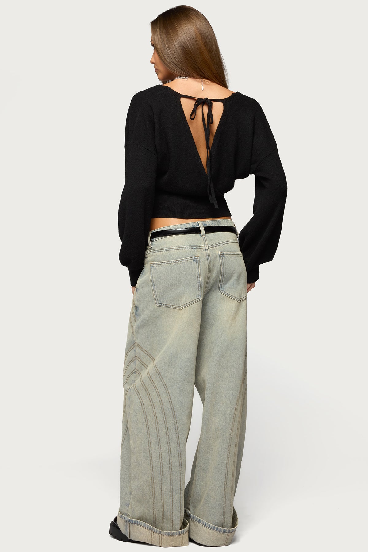 Cuffed Low Rise Baggy Jeans - Image 5