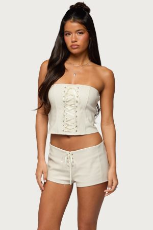 Wilde Lace Up Faux Leather Corset