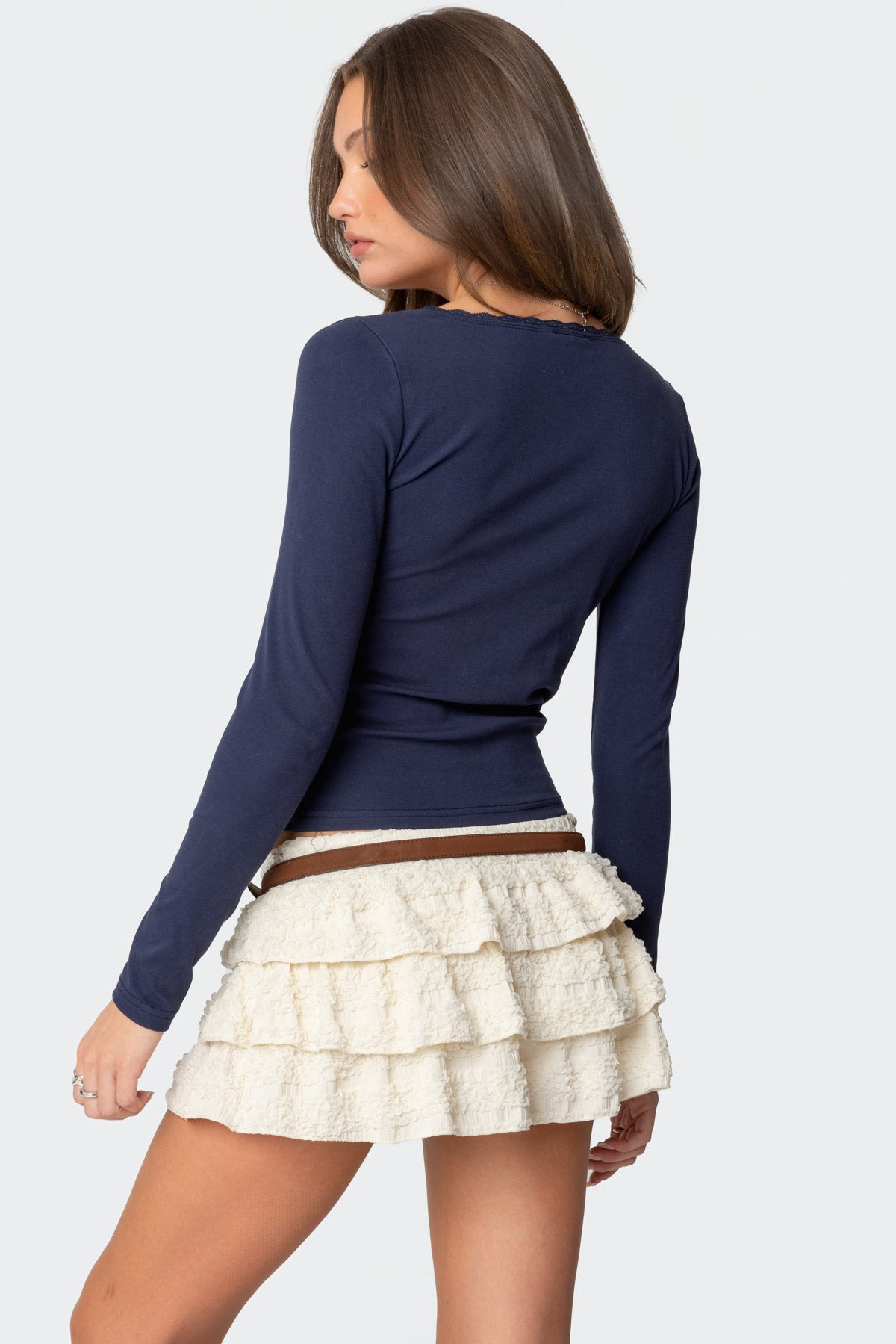 Mora Lace Trim Ribbed T Shirt - Image 5