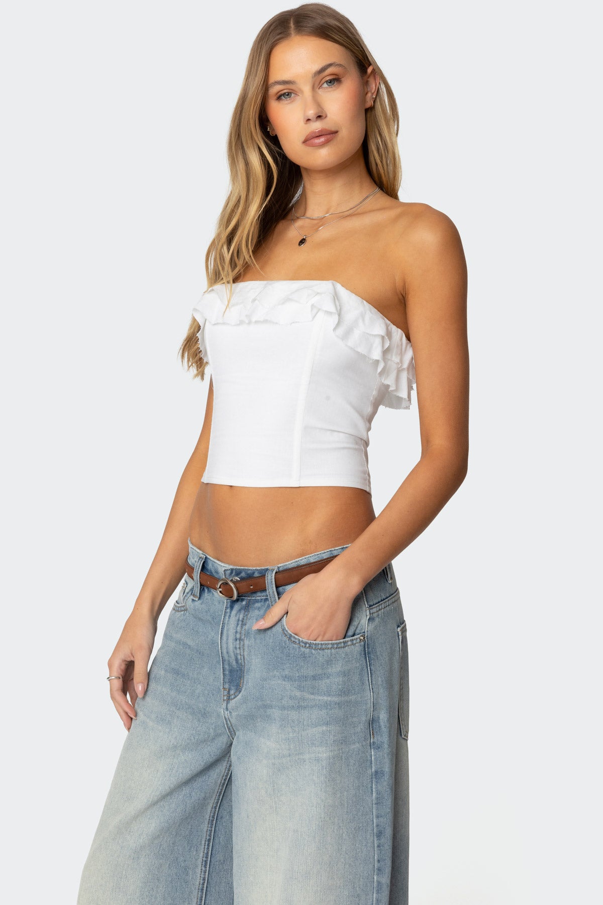 Litsa Ruffled Linen Look Corset - Image 4