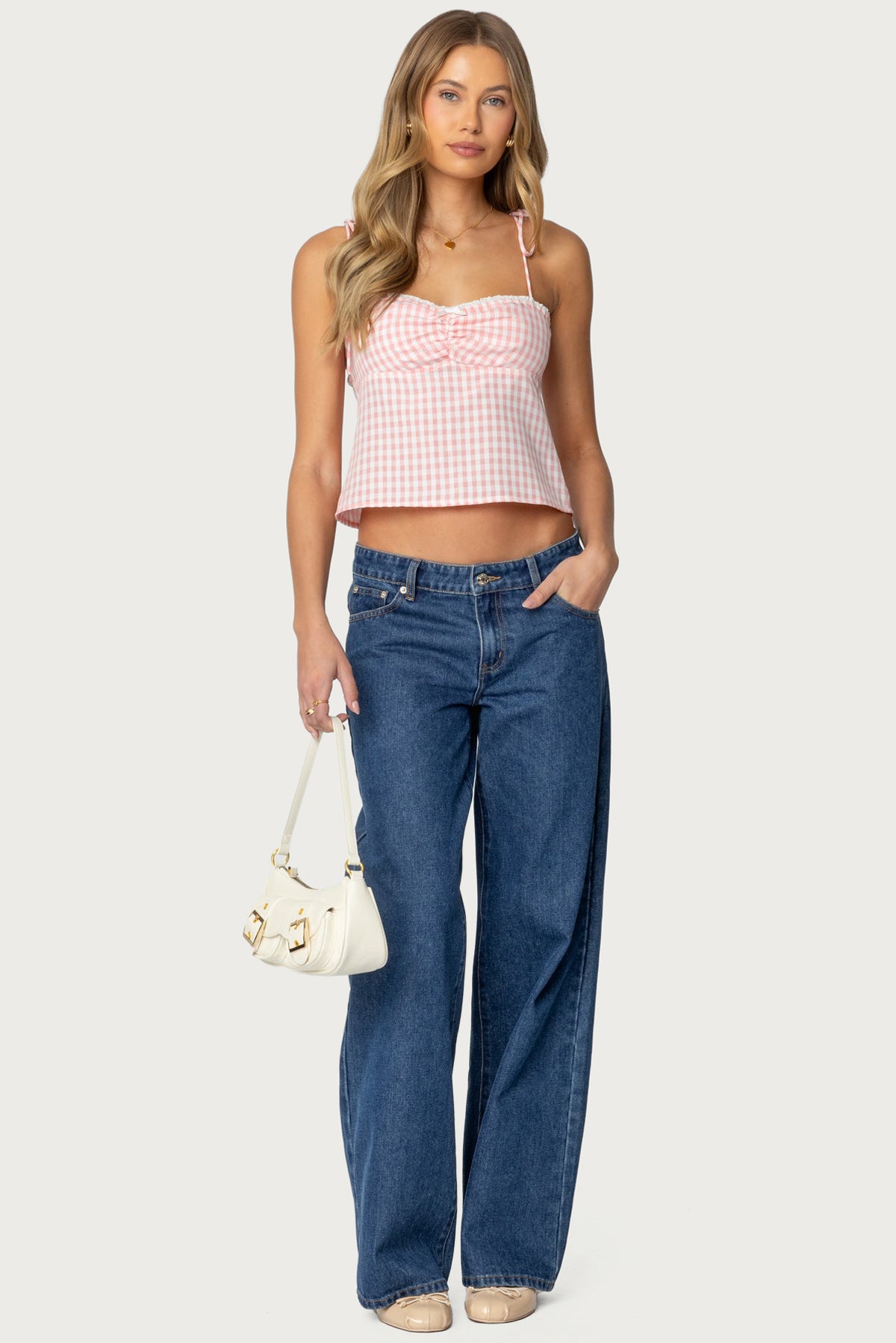 Billie Open Tie Back Gingham Top - Image 2