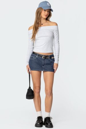 Neria Pinstripe Denim Micro Skort