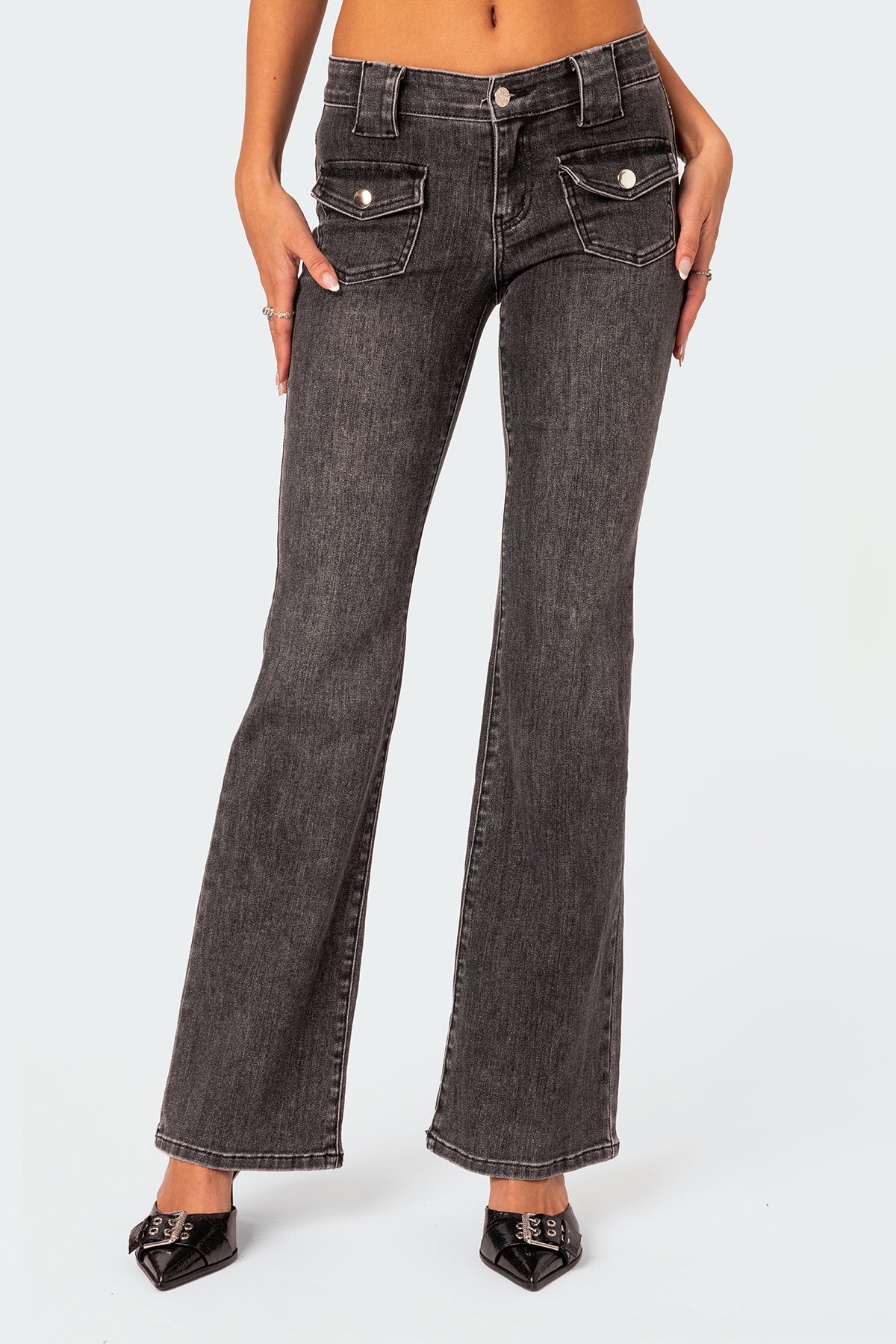 Tatum Washed Low Rise Flared Jeans - Image 2