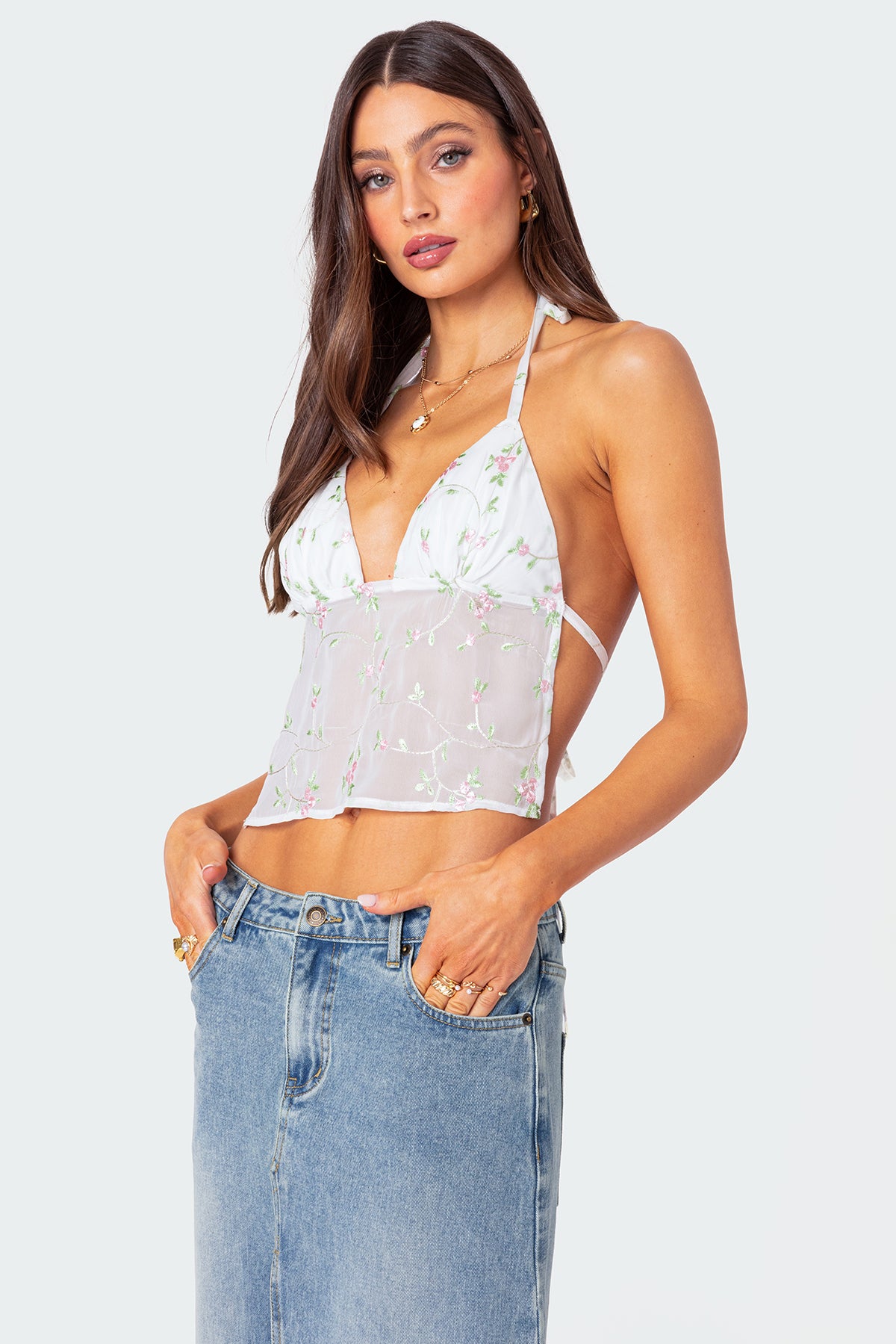 Embroidered Open Back Top - Image 4