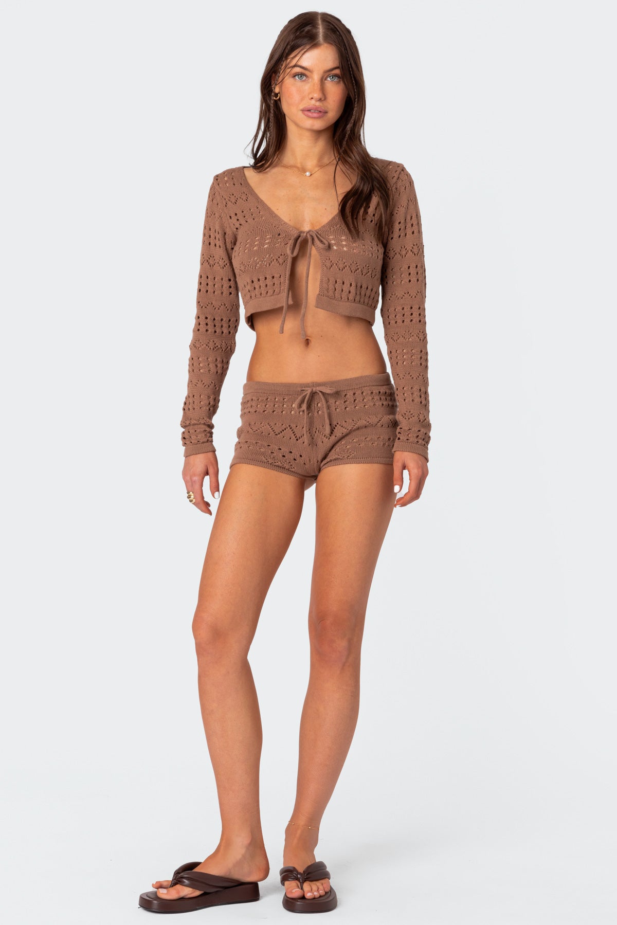 Betsy Tie Front Knitted Shorts - Image 5