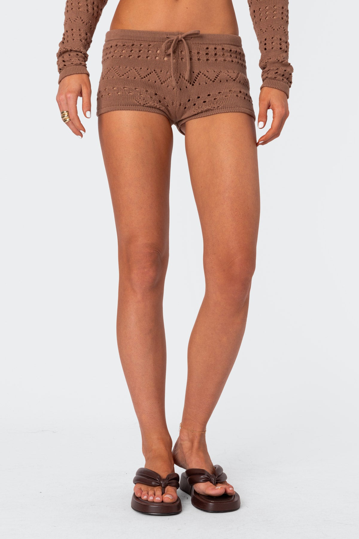 Betsy Tie Front Knitted Shorts - Image 2