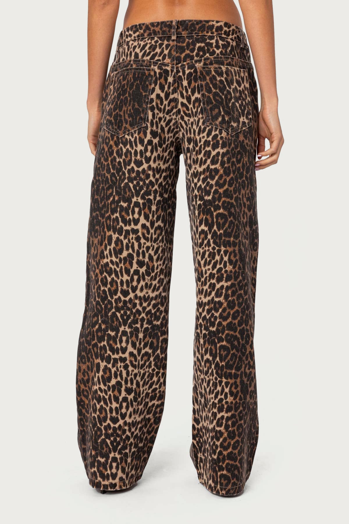 Leopard Printed Low Rise Baggy Jeans - Image 5