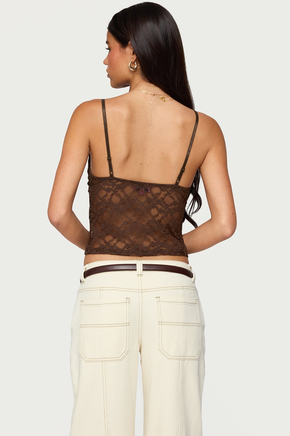 Sheer Lace Cutout Tank Top - Image 5
