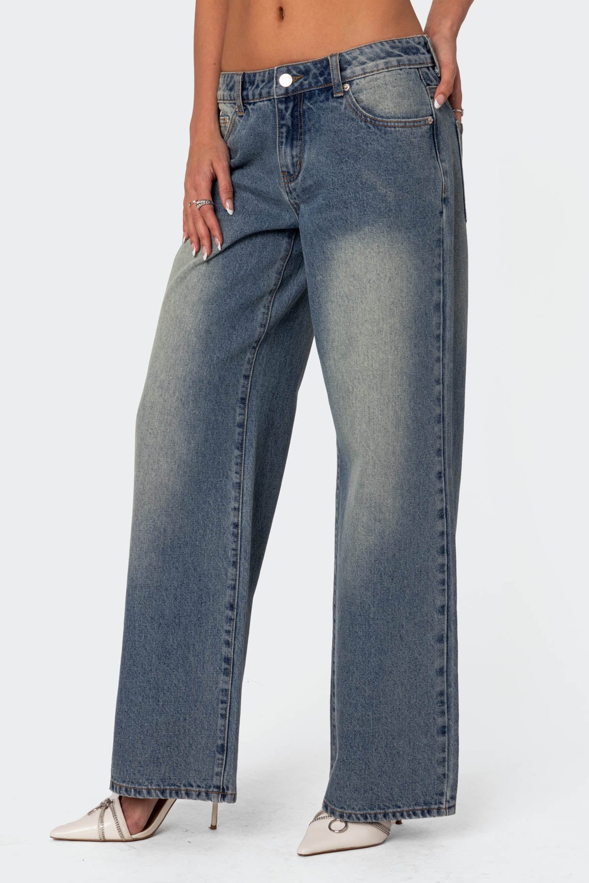 Magda Acid Wash Low Rise Baggy Jeans - Image 3