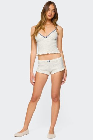 Avalon Dotted Pointelle Ruffle Shorts
