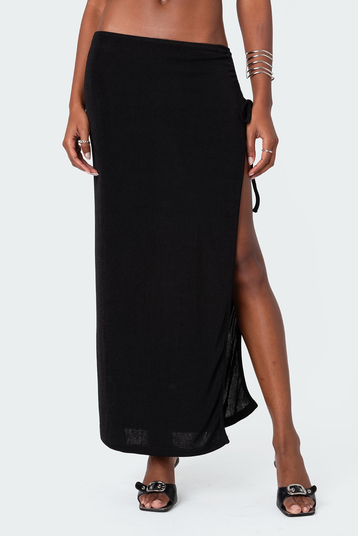 Goldie Slitted Drawstring Maxi Skirt - Image 2