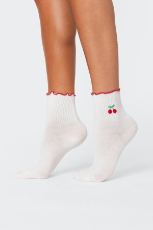 Contrast Frilly Socks