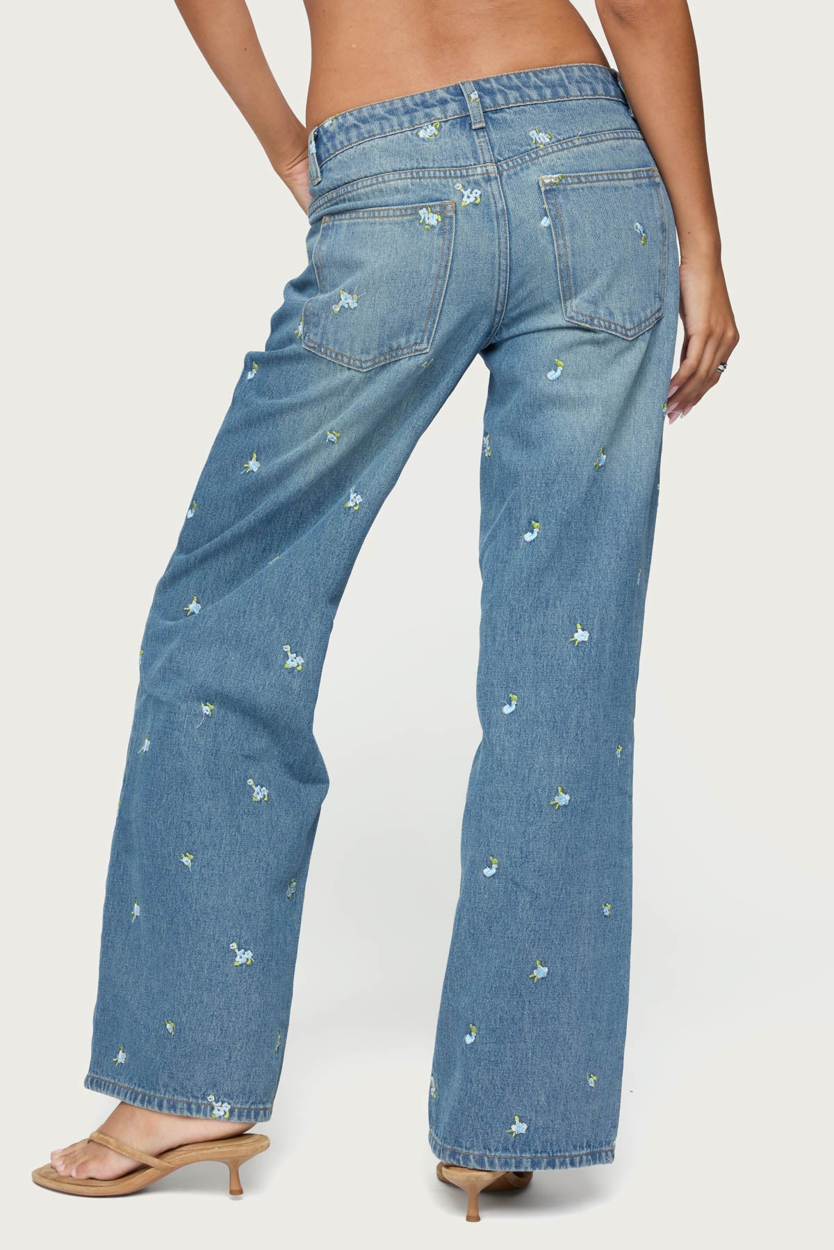 Edna Embroidered Floral Low Rise Baggy Jeans - Image 5