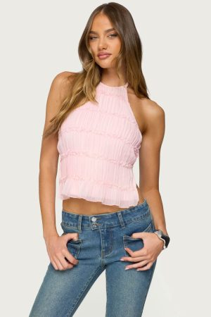 Amit Tiered Chiffon Backless Top