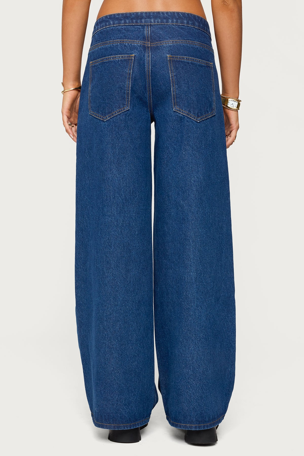 Edie Belt Detail Low Rise Baggy Jeans - Image 5