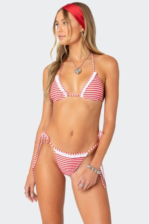 Zora Striped Triangle Bikini Top