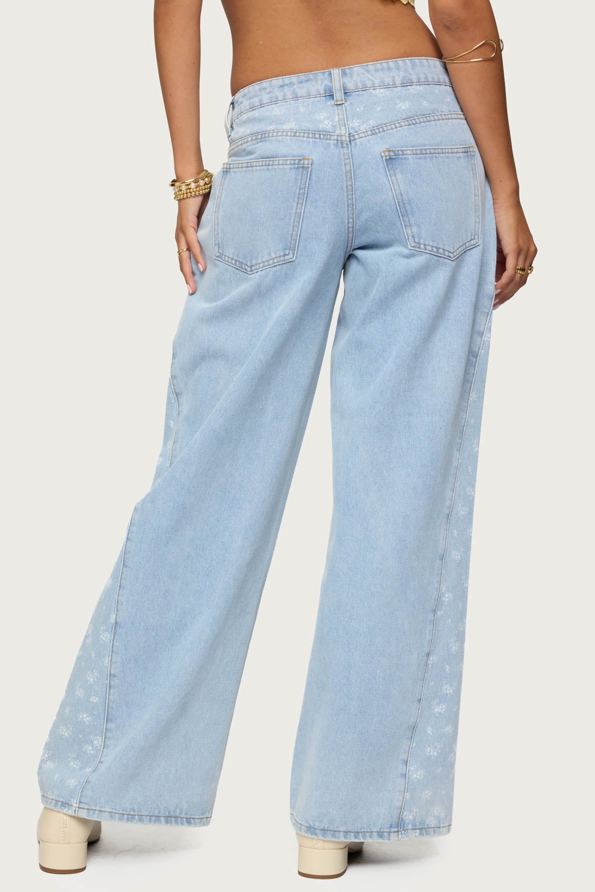 Floral Split Low Rise Baggy Jeans - Image 5