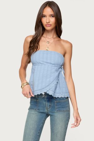 Narnie Striped Strapless Wrap Top