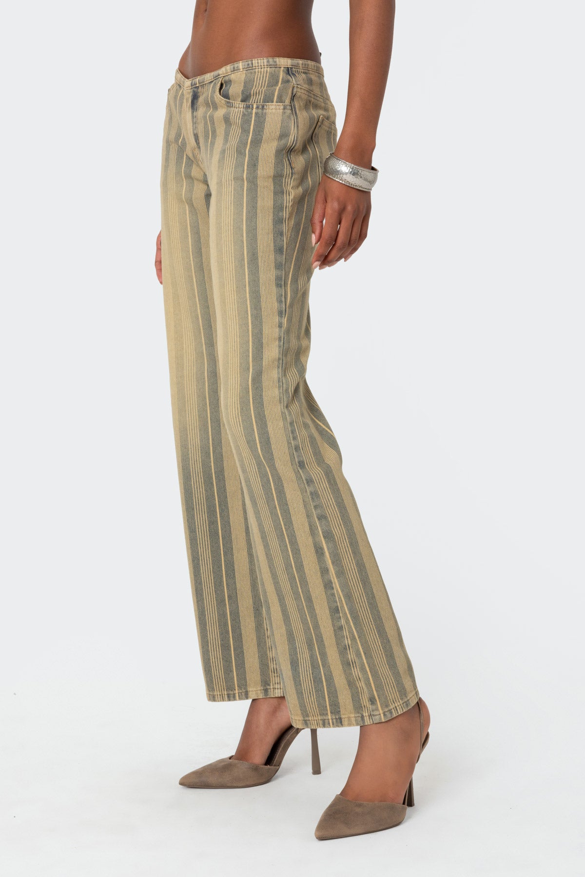 Eternity Pinstripe Low Rise Flared Jeans - Image 4
