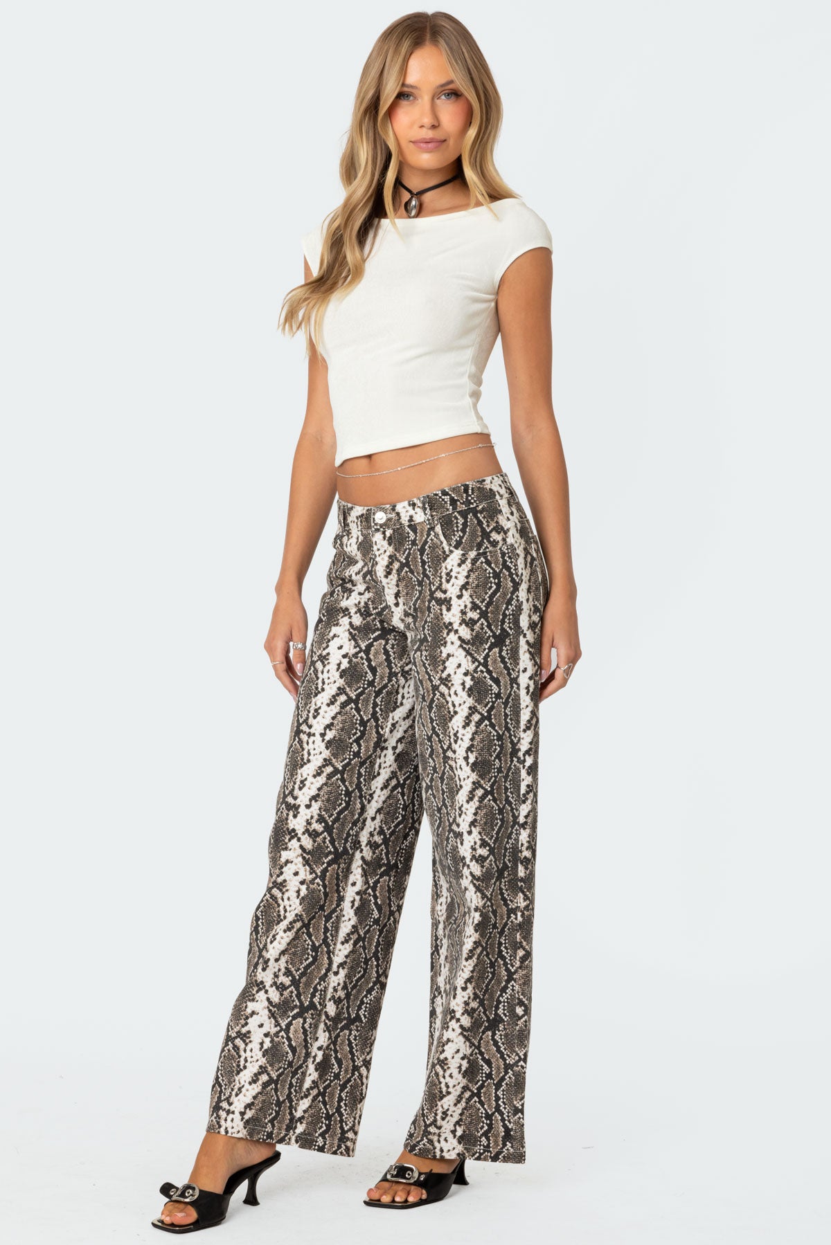 Snakescale Printed Low Rise Baggy Jeans - Image 4