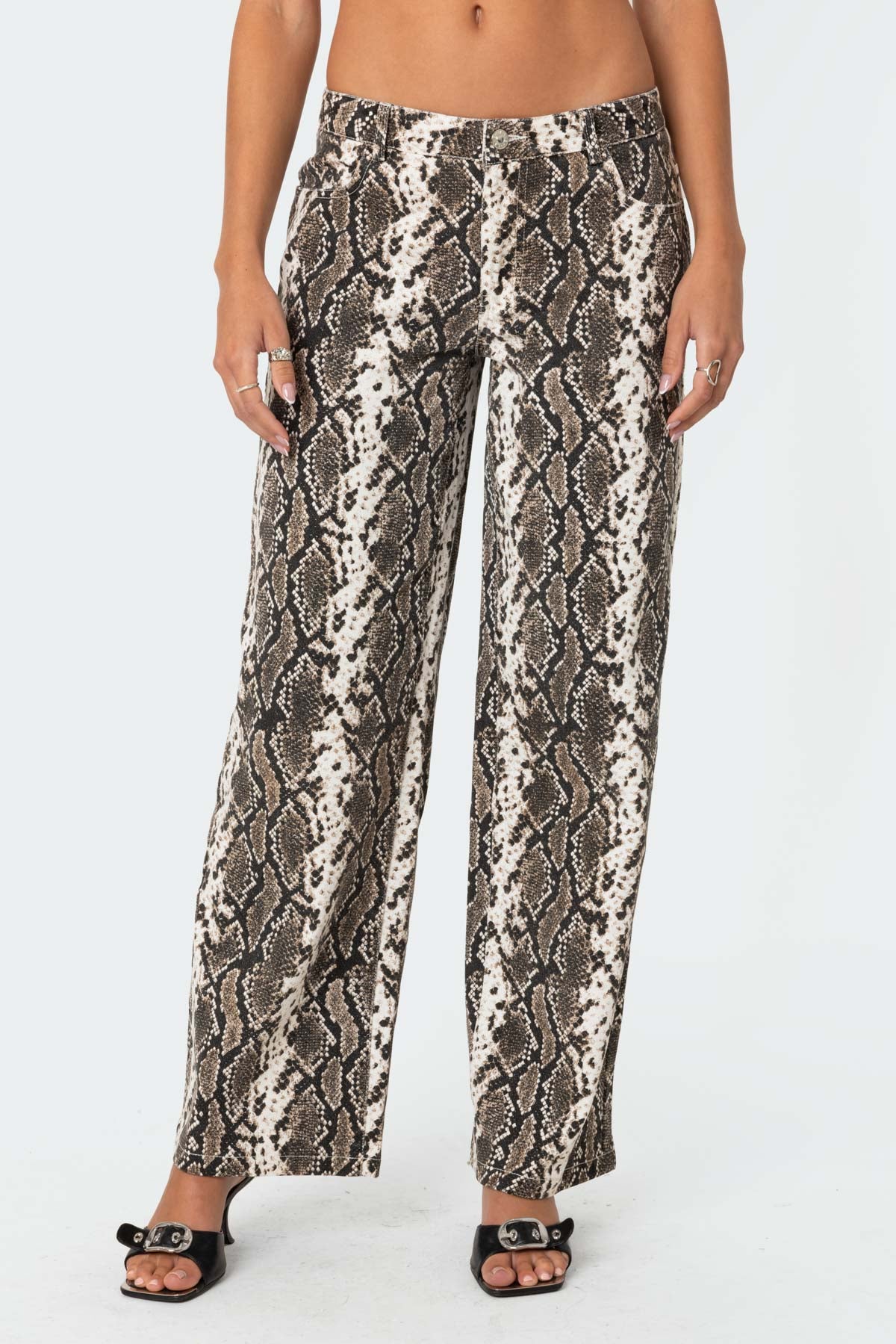 Snakescale Printed Low Rise Baggy Jeans - Image 2