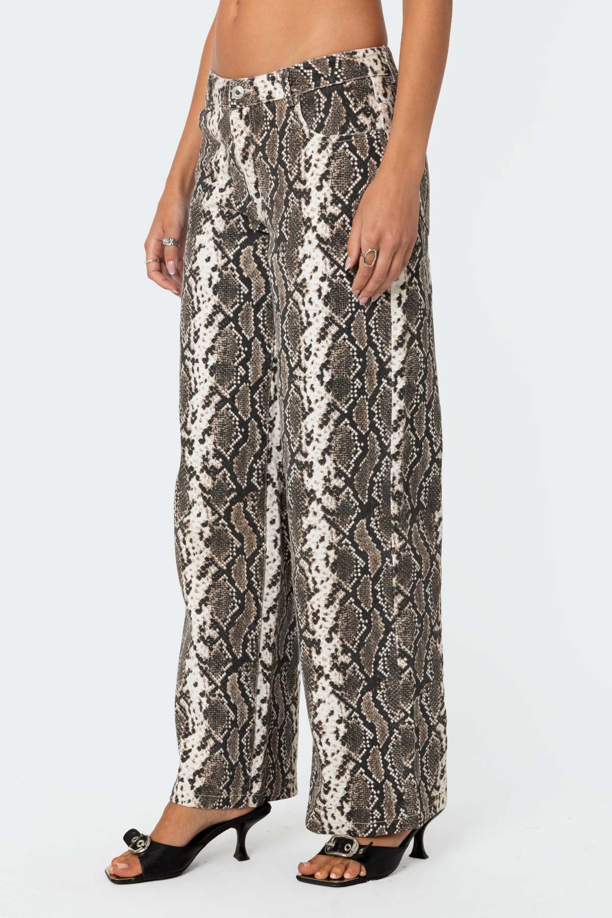 Snakescale Printed Low Rise Baggy Jeans - Image 3