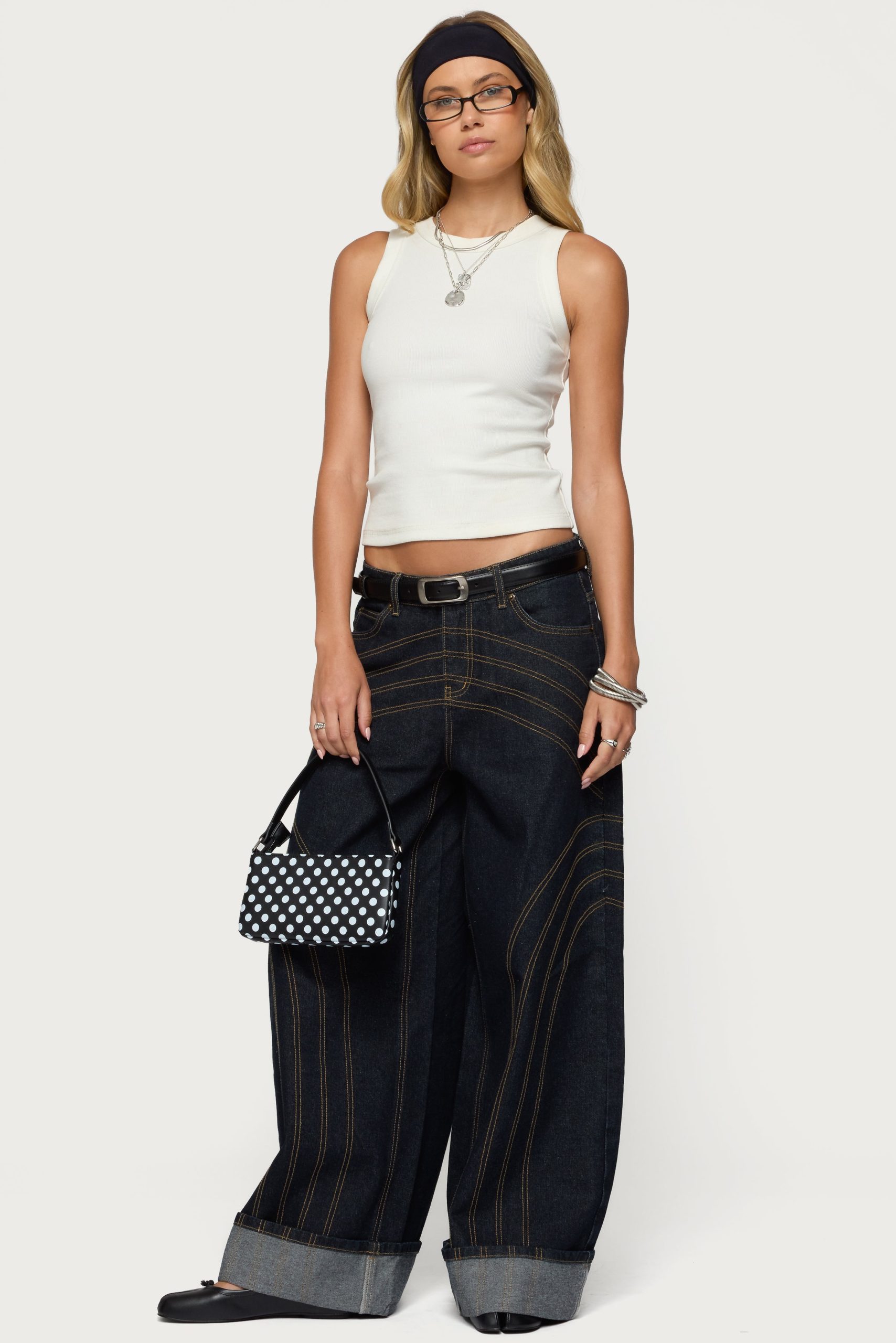 Cuffed Low Rise Baggy Jeans - Image 2