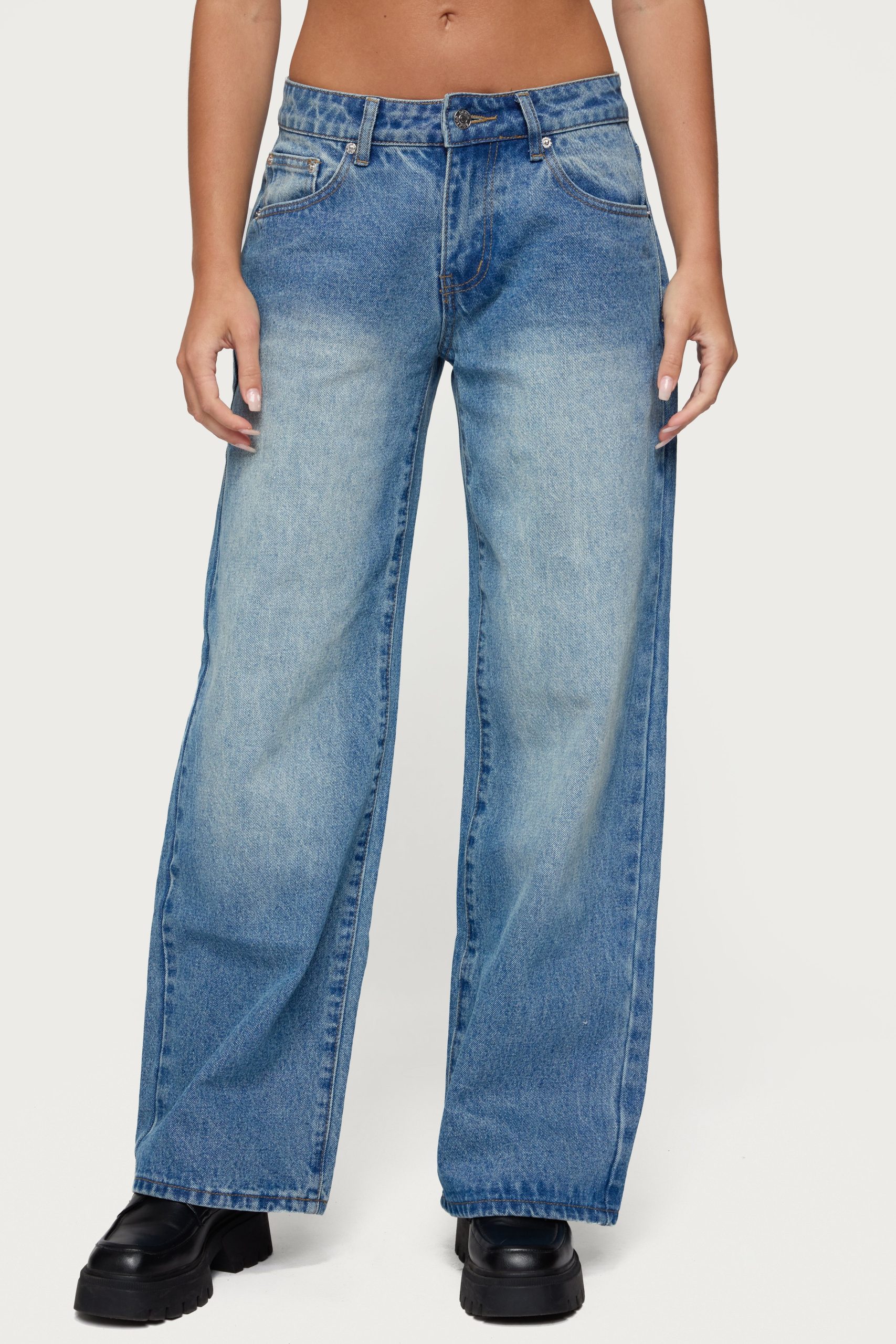 Magda Acid Wash Low Rise Baggy Jeans - Image 2