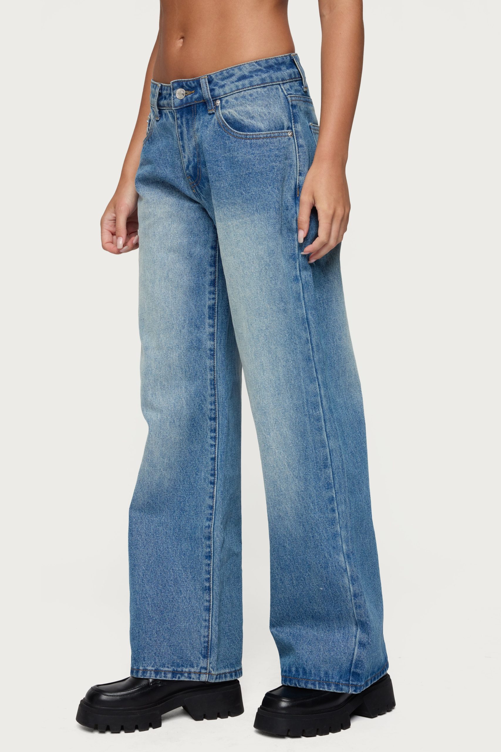 Magda Acid Wash Low Rise Baggy Jeans - Image 4