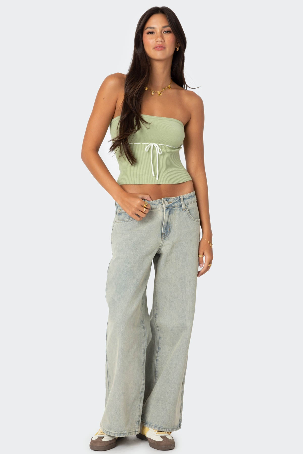 Petite Magda Acid Wash Low Rise Baggy Jeans - Image 3