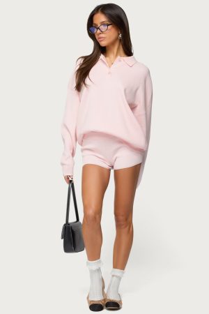 Lorie Mid Rise Ribbed Knit Shorts