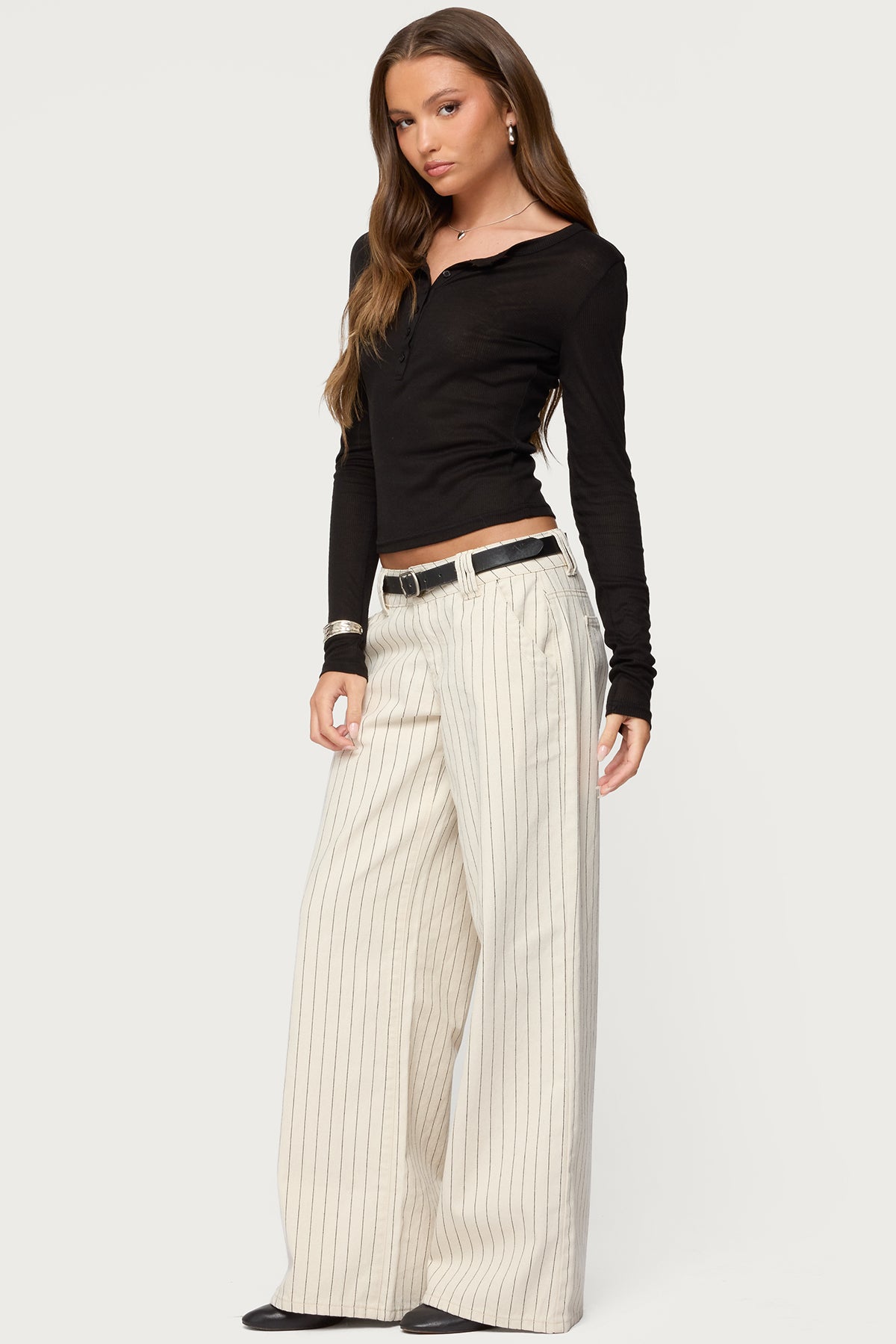 Cory Striped Low Rise Baggy Jeans - Image 4