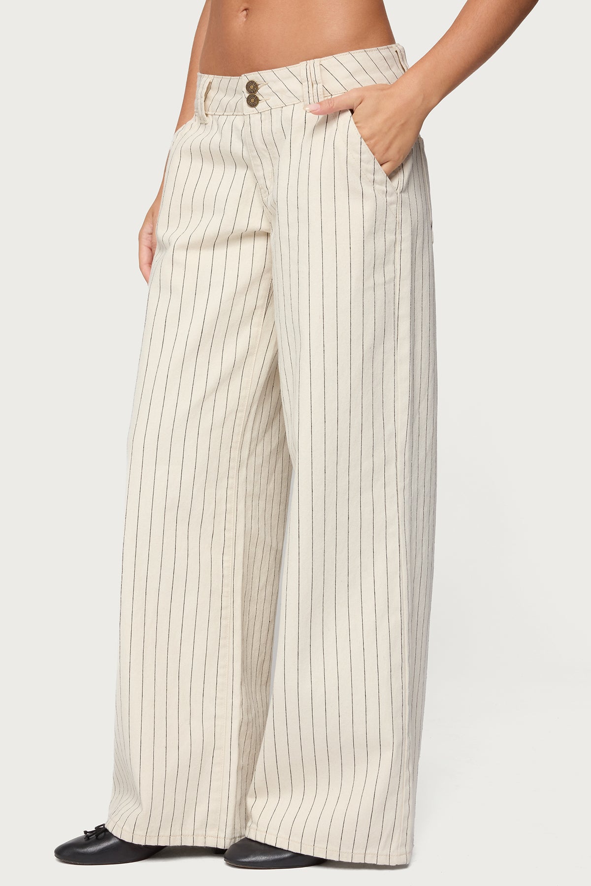 Cory Striped Low Rise Baggy Jeans - Image 3