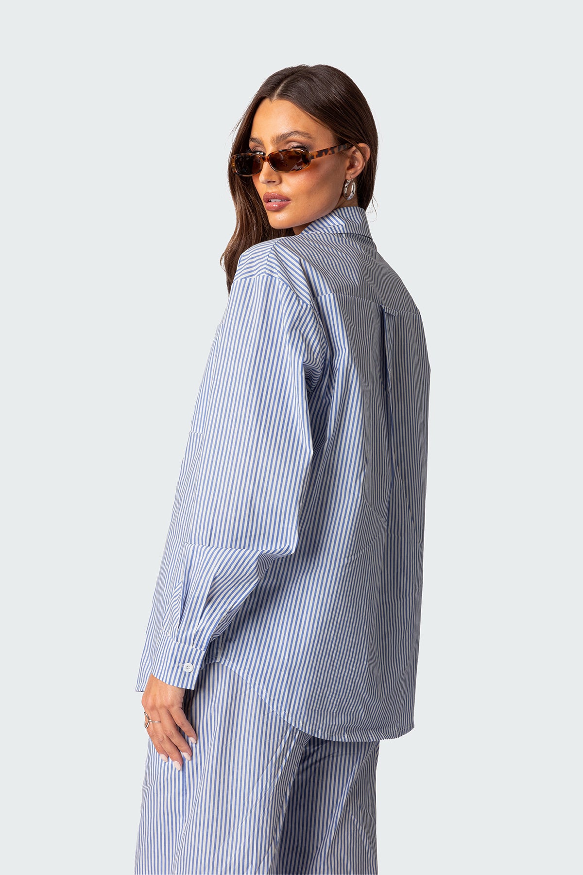 Oversized Pinstripe Button Up Shirt - Image 4